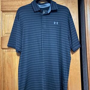 Under Armor Men's Black Striped Polo Shirt